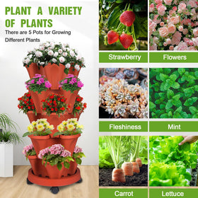 Bociks vertical planter side view highlights 5-tier height and easy access
