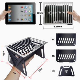 Bodkar Charcoal Grill folded book-size, compact for storage at home or on the go.