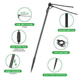 bodkar two-head 6000K full-spectrum LEDs promote healthy indoor plant growth