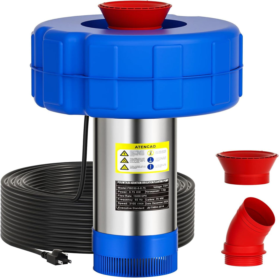 BOFEKTE 15000 GPH fountain aerator on water for dramatic pond displays