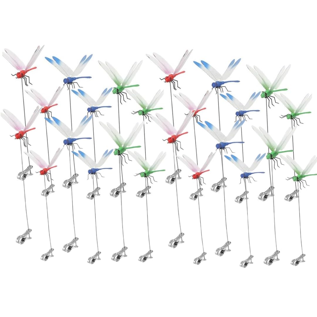 BOHESI dragonfly clip 24-pack ready to deter pests while brightening your garden.