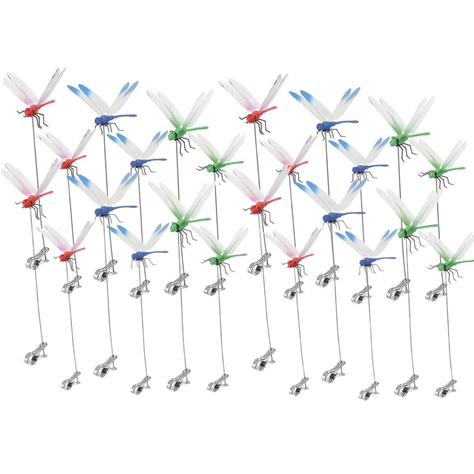 BOHESI dragonfly clip 24-pack ready to deter pests while brightening your garden.