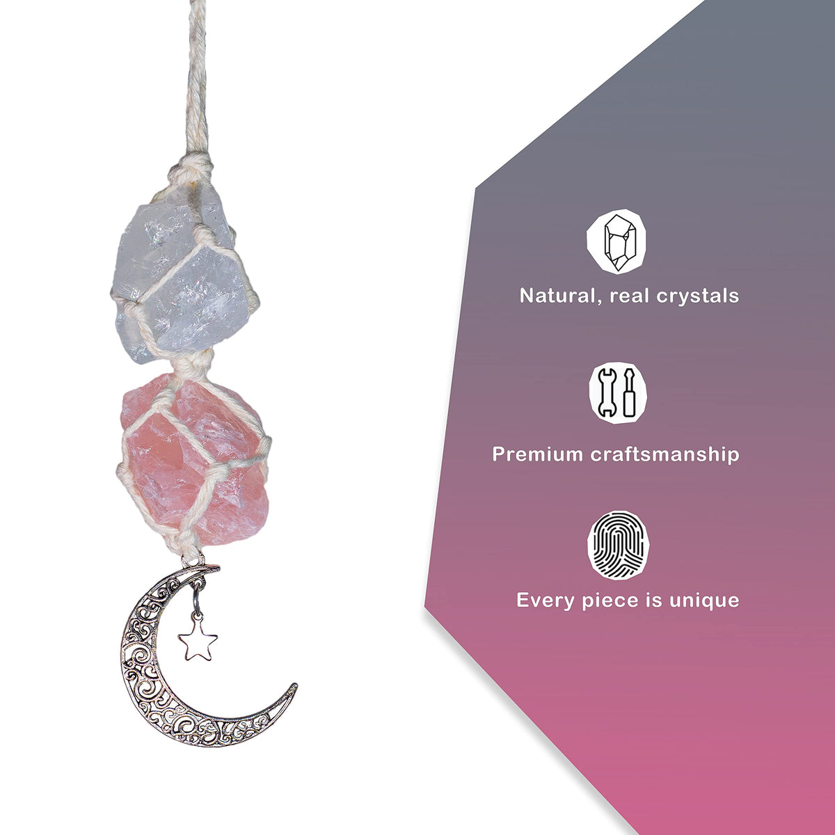 BOHO GARDEN crystal car decoration clear quartz supports focus on the road.
