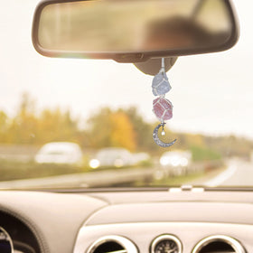 BOHO GARDEN crystal car decoration rose quartz promotes harmony during commutes.