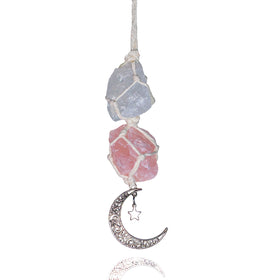 BOHO GARDEN hanging car charm with moon crystals for a calming drive.