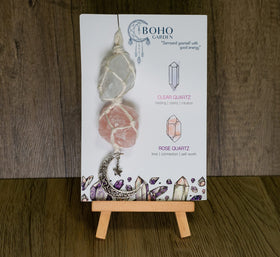 BOHO GARDEN rearview mirror crystal charm moon and star design inspires mindfulness.