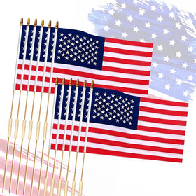 BOLALI 12x18 inch American flag on spear top stick for outdoor parades