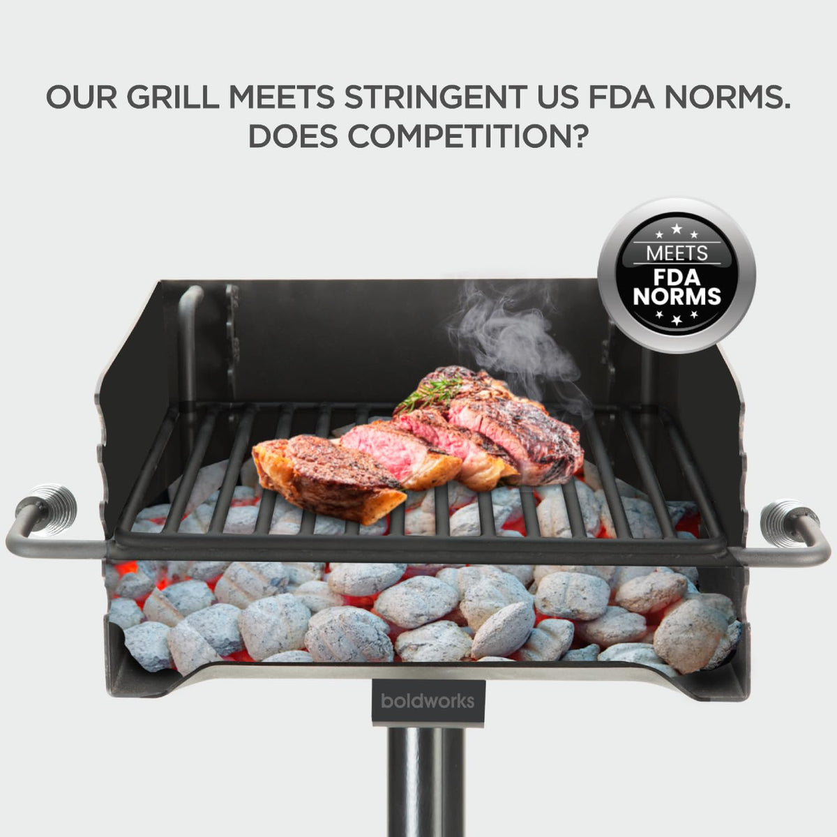 boldworks tilt-away grate simplifies cleaning and access.