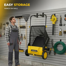 21-inch path sweeps lawns, driveways, and sidewalks with ease.