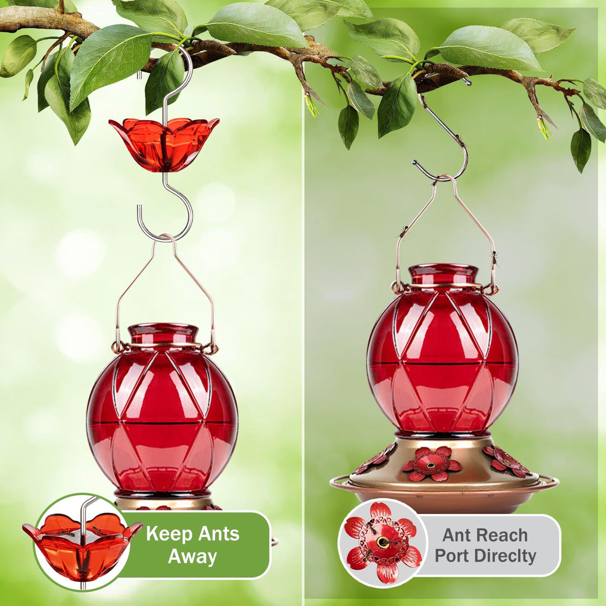BOLITE red flower shape ant moat attracts hummingbirds