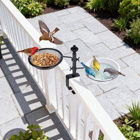 BOLITE balcony feeder with adjustable clamp, versatile railing compatibility