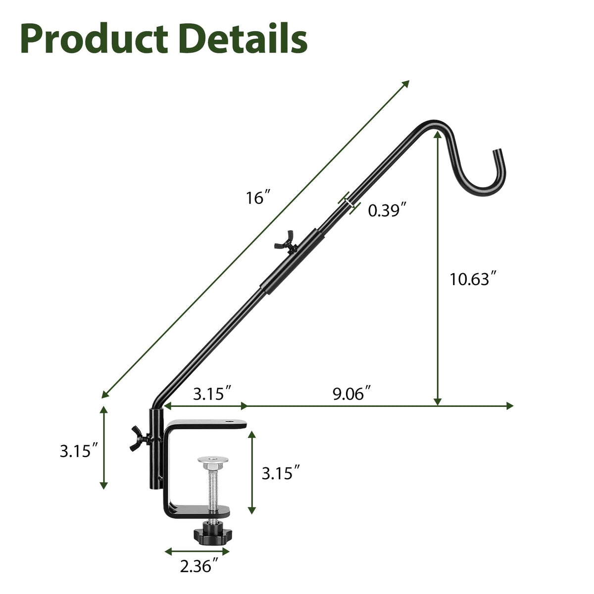 BOLITE bird feeder stand for porch, balcony, or patio