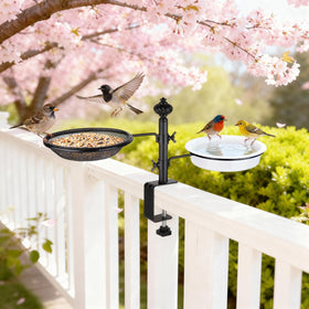 BOLITE deck bird feeder with water bowl, ample hydration for birds