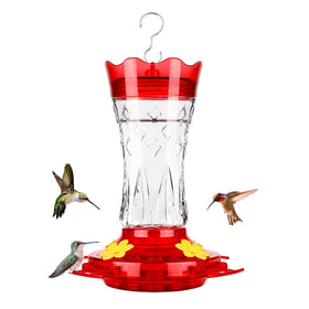 Bolite Glass Hummingbird Feeder with Star Decor attracts ornament-loving birds and enhances garden ambiance.