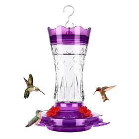 BOLITE glass hummingbird feeder with star decoration attracts hummingbirds outdoors.
