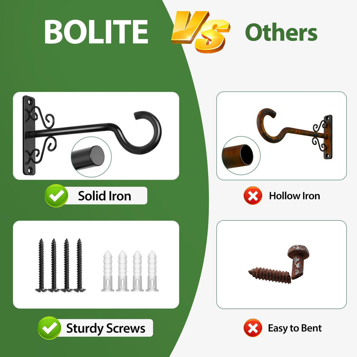 BOLITE brackets displayed with lanterns and wind chimes on a patio