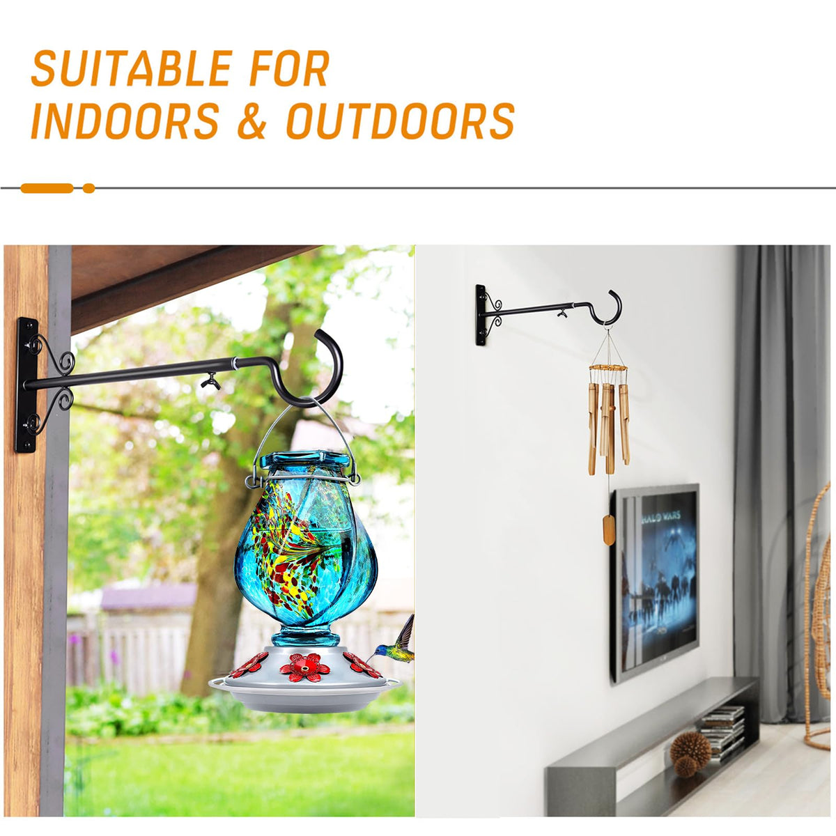 Supports up to 10 pounds for lightweight garden accessories.