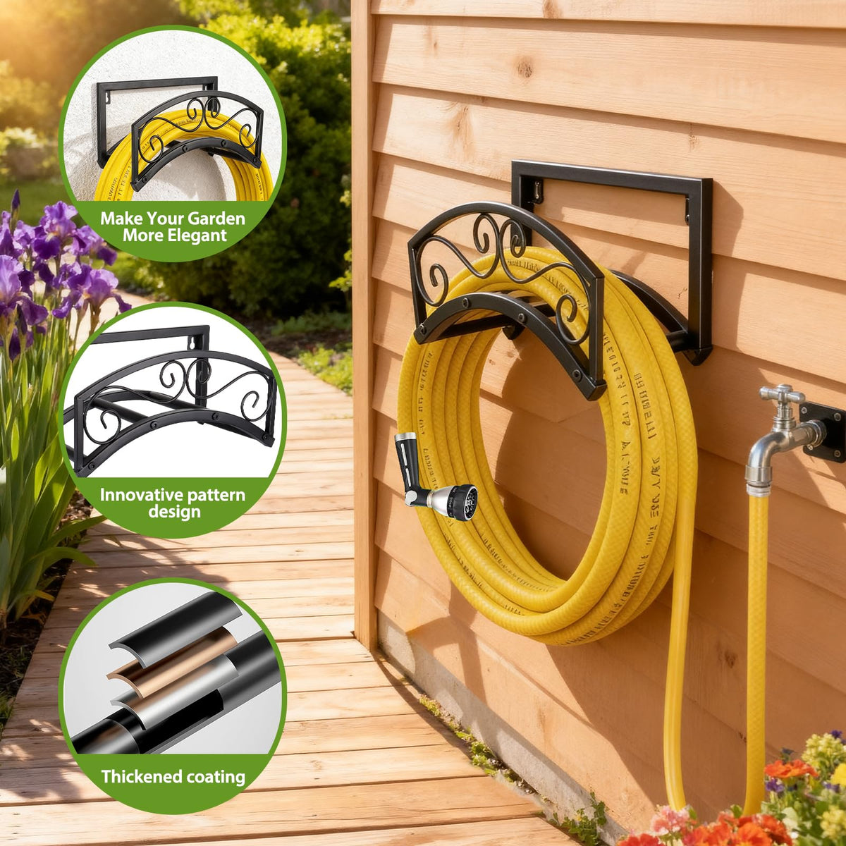 BOLITE hose holder wall mount side view highlights compact wall installation