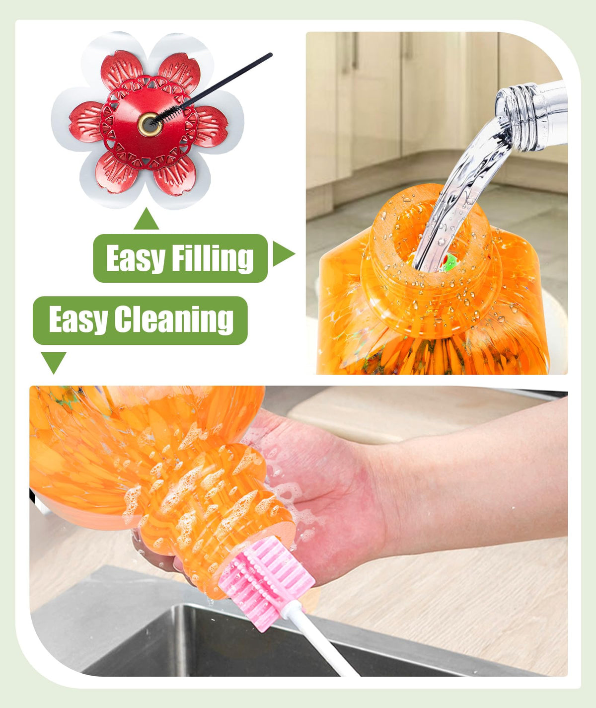 BOLITE 22-oz nectar capacity minimizes refills during busy garden days.