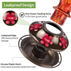 BOLITE Hummingbird Feeder 24oz capacity reduces refills during long birdwatching sessions