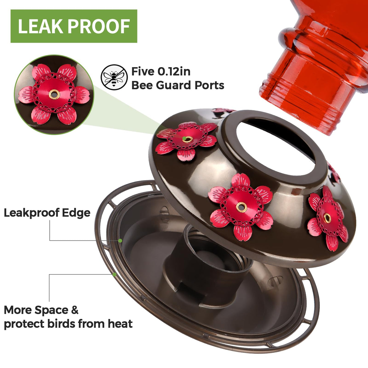 BOLITE 360° perch invites hummingbirds from every feeding angle.