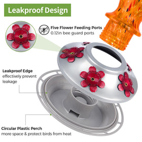 BOLITE hummingbird feeder bee-proof-ports reduce insect access during feeding.