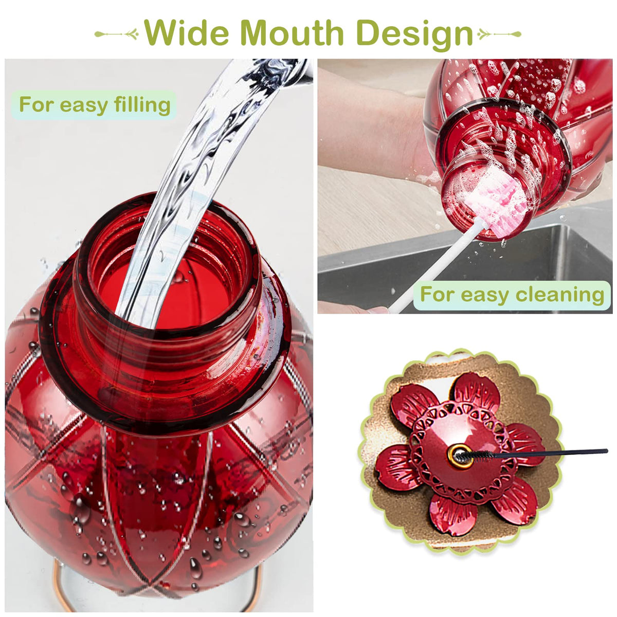 BOLITE feeder circular perches offer resting spots for hummingbirds.