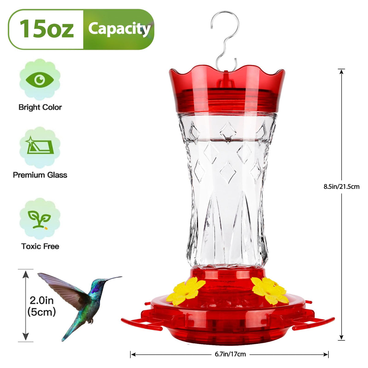 Bolite outdoor hummingbird feeder enhances garden decor and bird watching