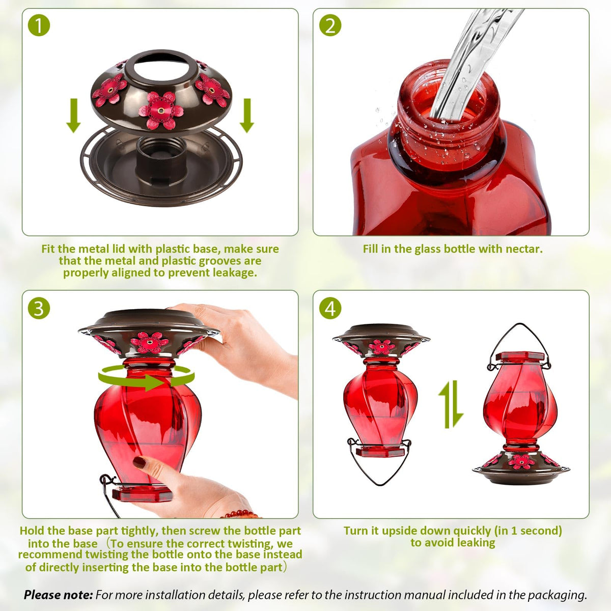 BOLITE red glass adds backyard color while keeping nectar visible.