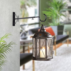 BOLITE plant bracket wall-mount with curved hook secures planters and lanterns.
