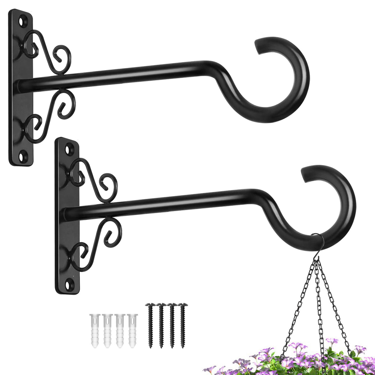 BOLITE 6-inch wall hook plant hanger on indoor and outdoor wall surfaces