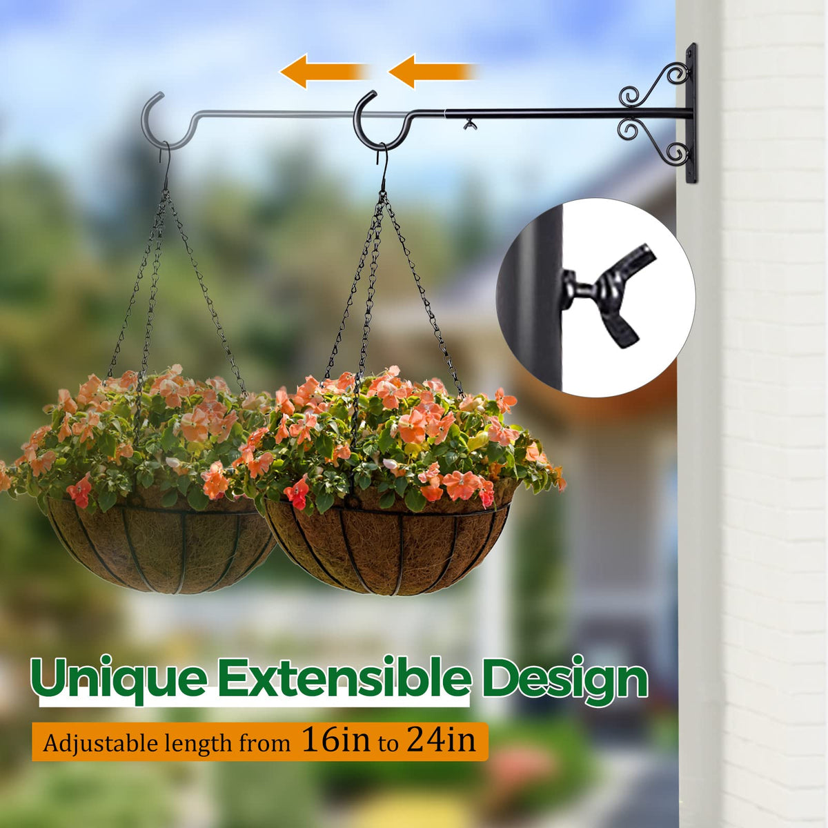 Two-pack BOLITE brackets support lightweight items like bird feeders or wind chimes.