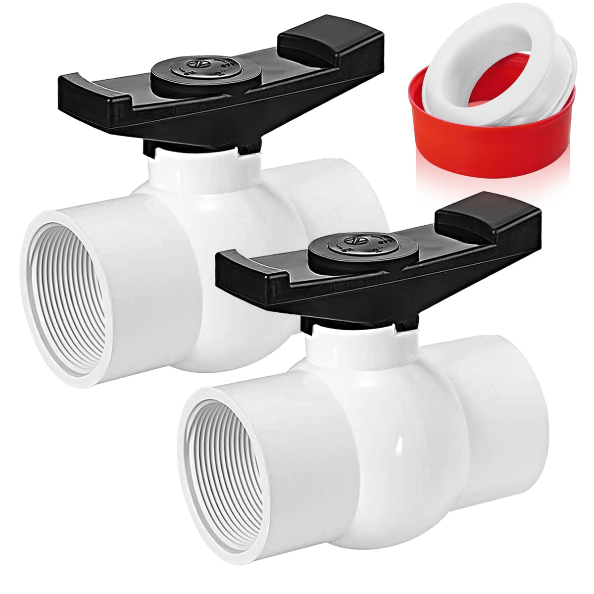 Boltigen 2-pack PVC ball valves in packaging for quick selection and replacement
