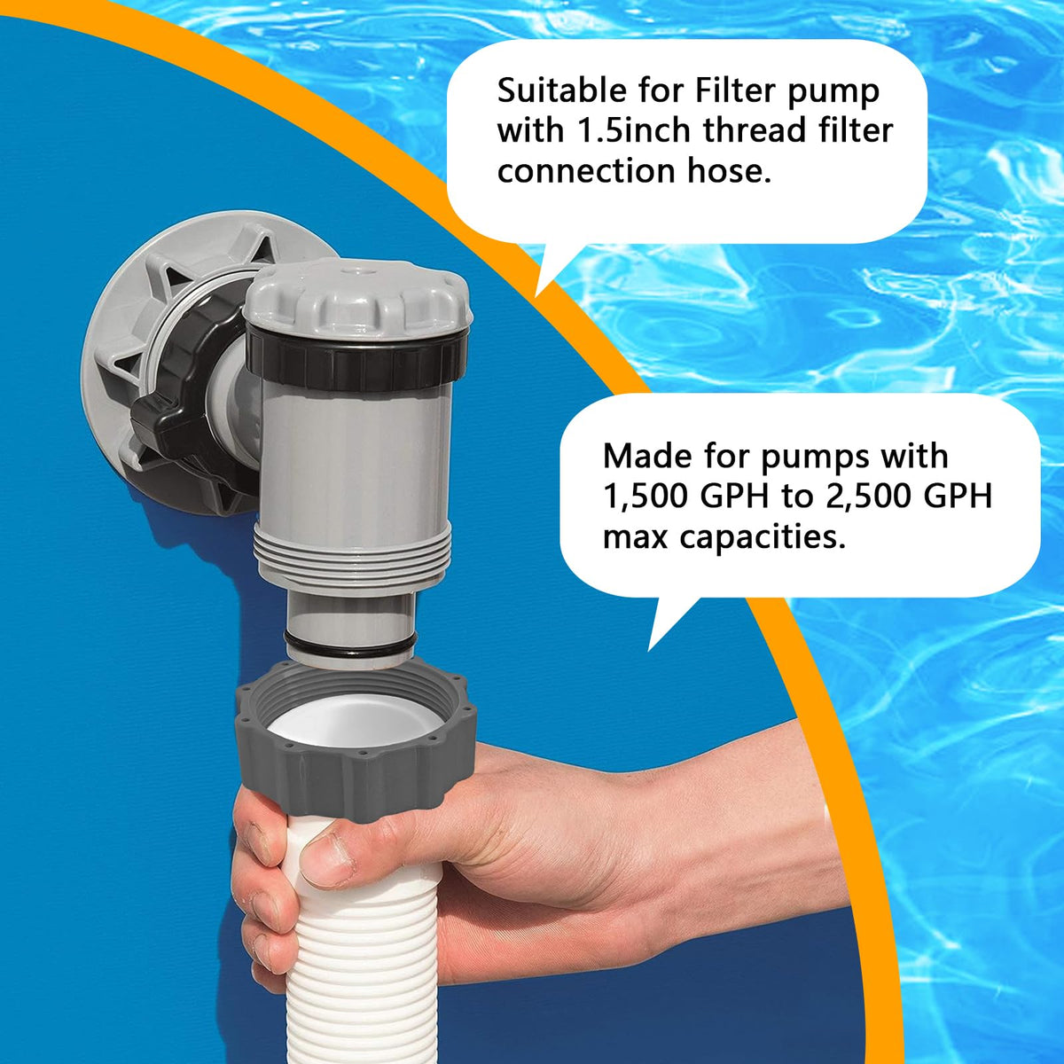 Above-ground pool setup using Boltigen hose set.