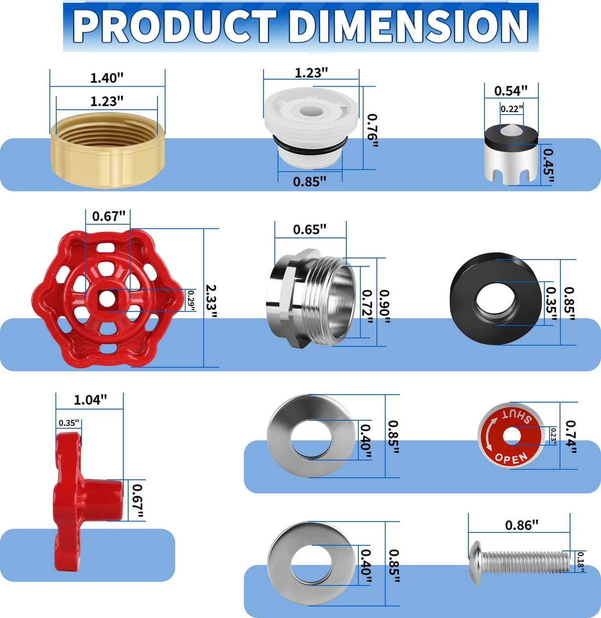 Boltigen repair kit materials including steel, aluminum, rubber, plastic, graphite