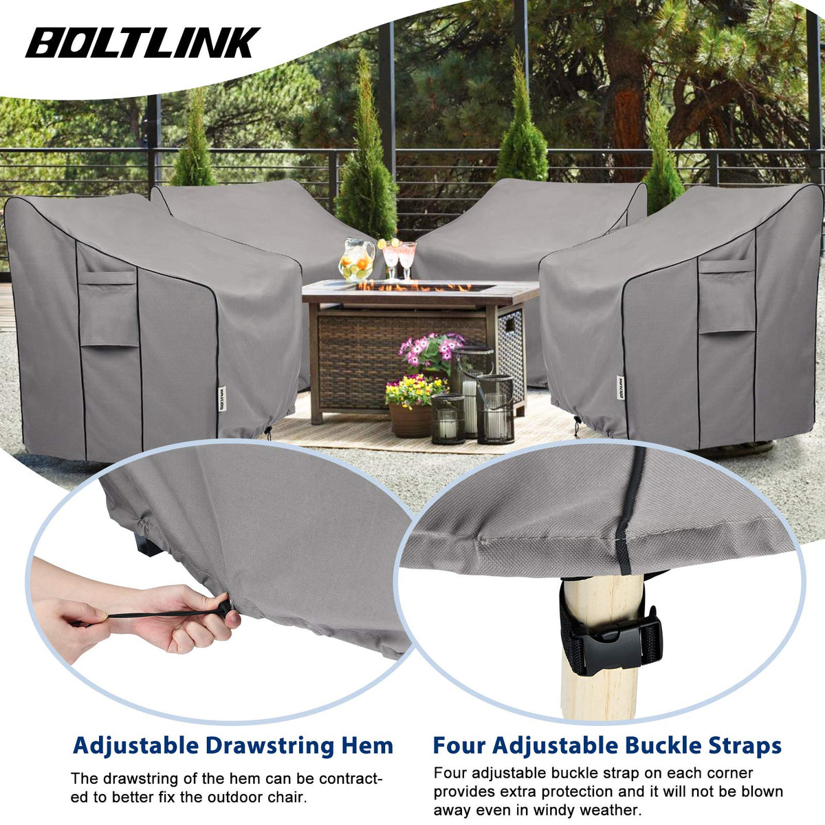 BolTLINK double-closure straps and elastic hems ensure a snug fit