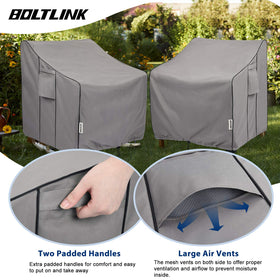 BOLTLINK chair cover features four click-close straps for secure fit.