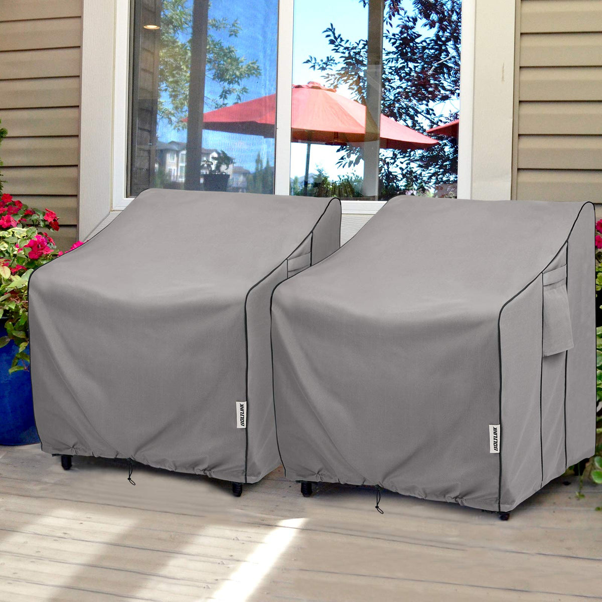 BOLTLINK universal-fit chair cover fits up to 31.5W x 33.5D x 36H.