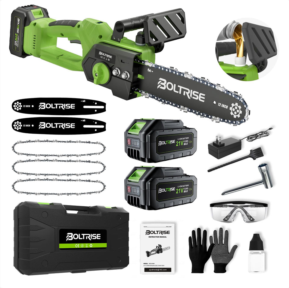 Boltrise 12-inch cordless chainsaw motor for fast, precise wood cutting