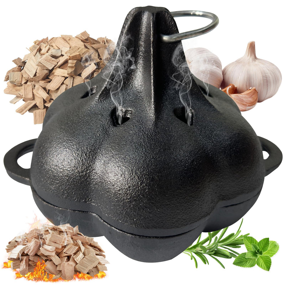 Bolvoud cast iron smoker roaster top lid for even smoke and rich aroma