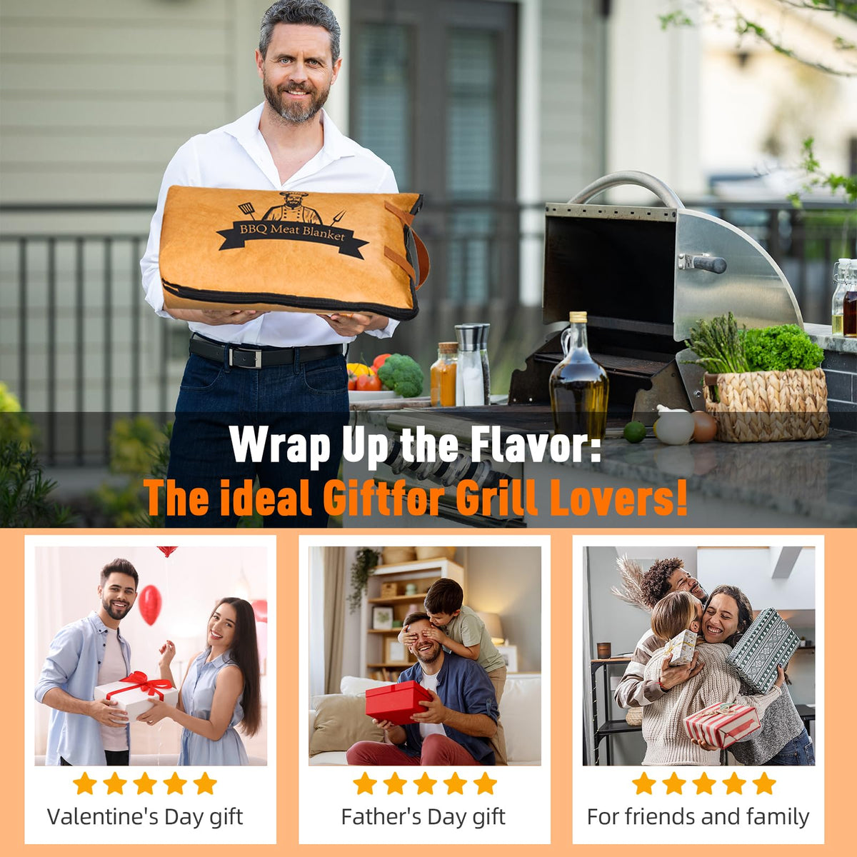 Bolycen BBQ blanket gift idea for men who love grilling and baking.