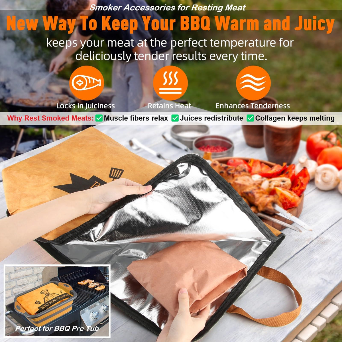 Bolycen BBQ Blanket wide-mouth-design allows easy placement of large meats.