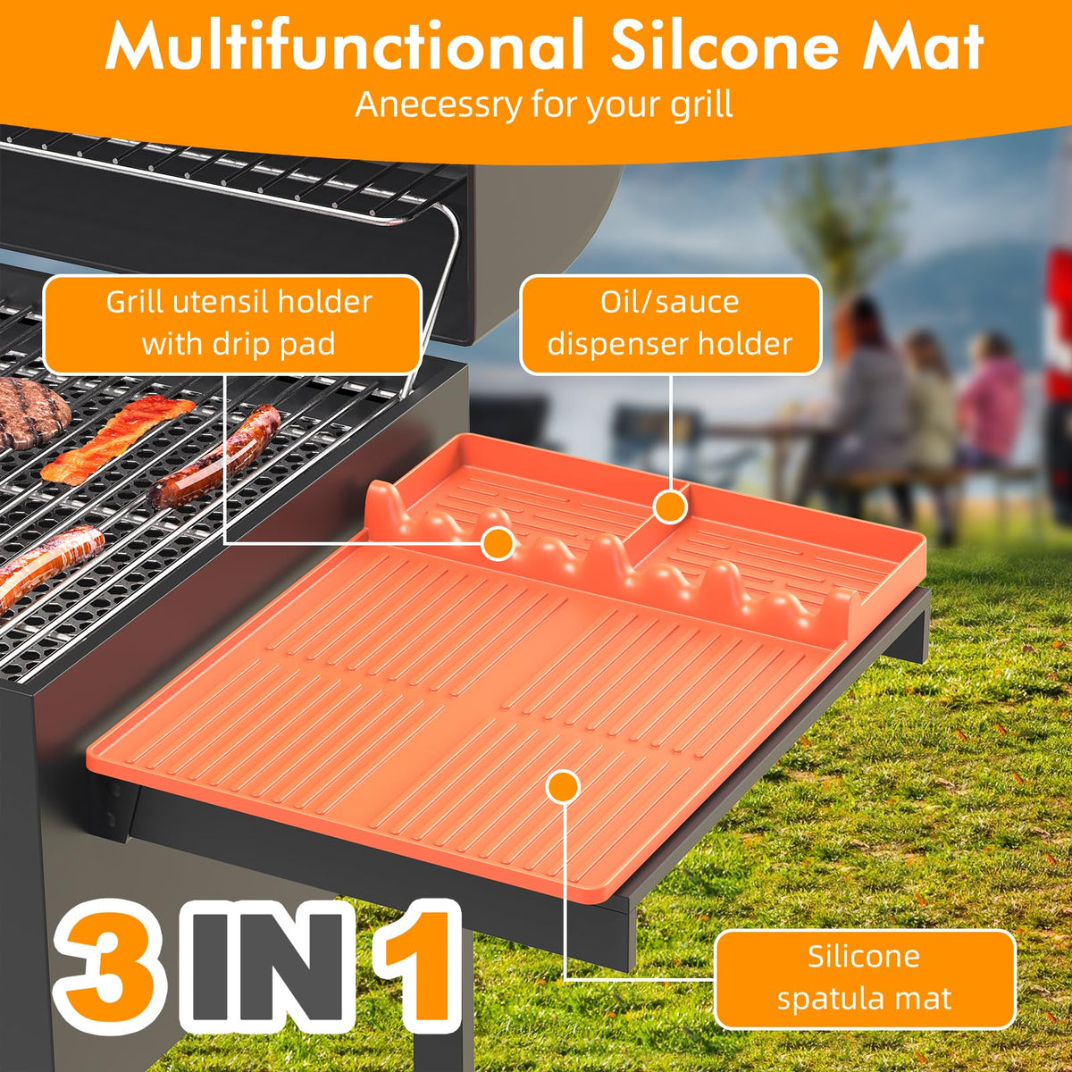 Bolycen griddle mat used on countertops to organize spices and tools.