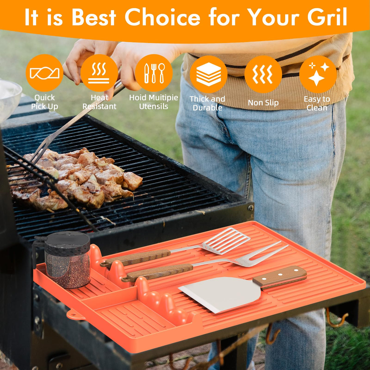 Bolycen heat-resistant silicone mat protects counters while cooking.