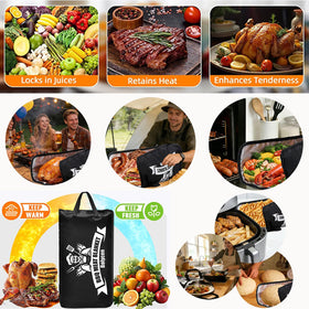 Bolycen Insulated meat resting bag with turkey showcases versatile heat retention.