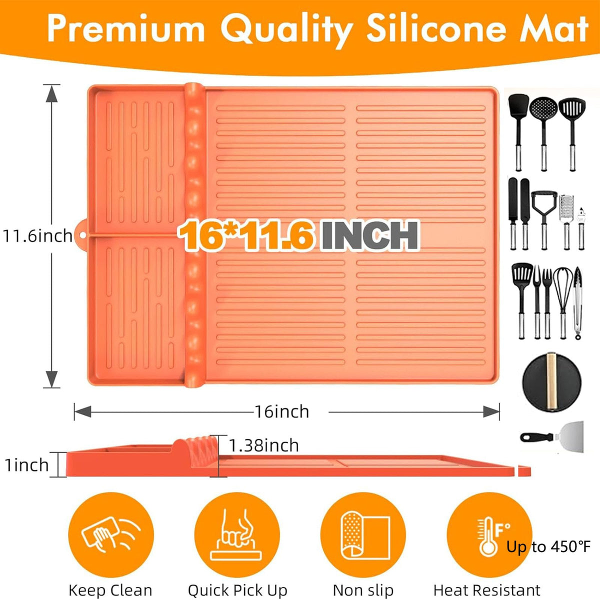 Bolycen mat on a side shelf organizes tools for quick access.