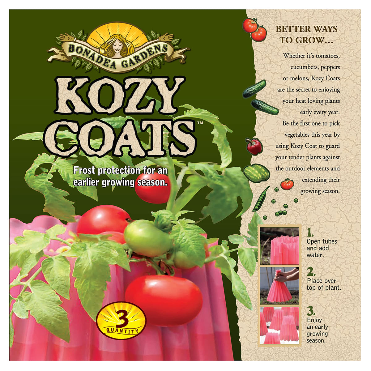 Bonadea Gardens Kozy Coats insulating plant protector for tomatoes shields seedlings from chilly nights