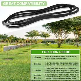 Bonbo JD 100-series 48-inch belt; smooth operation across multiple tractor models