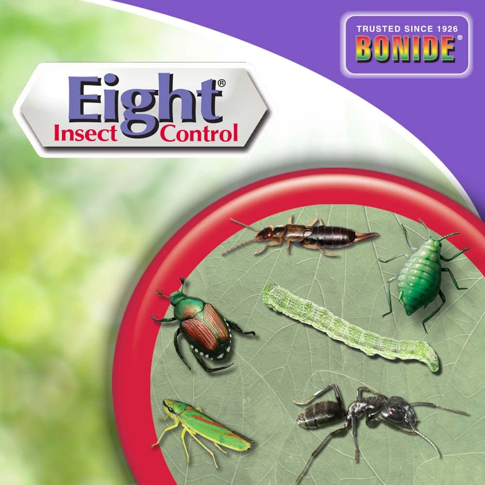Bonide Eight Insect Control comes with a ready-to-use nozzle for simple spraying.
