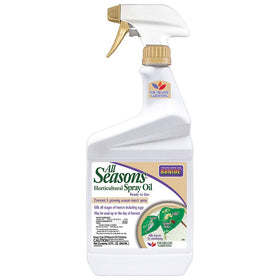 Bonide All Seasons Spray Oil bottle for year-round insect and disease control in home gardens.